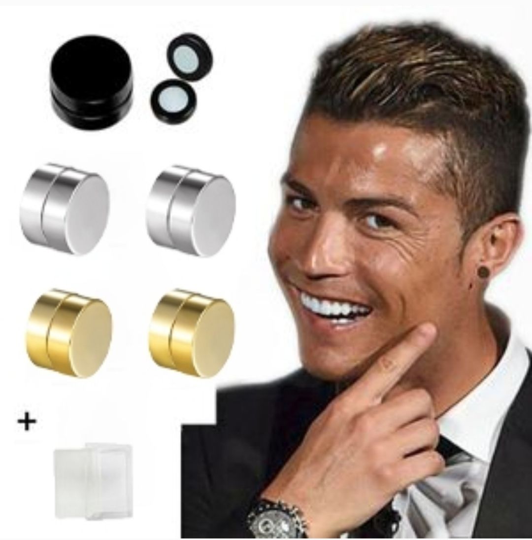 6 Pcs Trendy Black Gold Silver Unisex Magnetic Ear Stud Stainless Steel Men Women Non Piercing Earrings Fashion Jewelry Round Clip Mens Earring