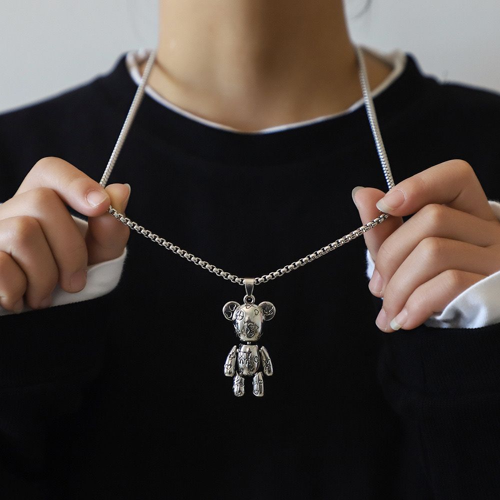 Hip Hop Bear Necklace Titanium Steel Necklace Unisex