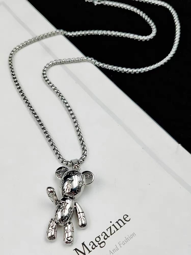 Hip Hop Bear Necklace Titanium Steel Necklace Unisex