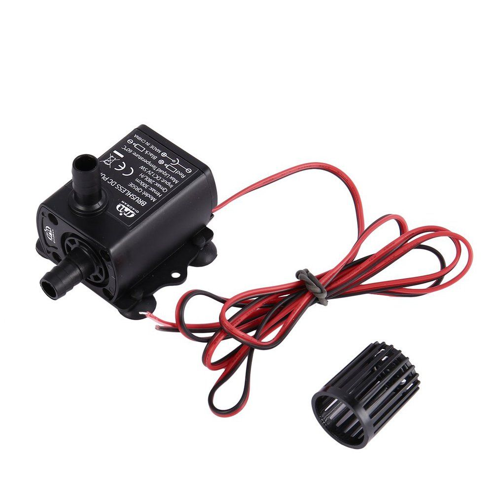 Mini Brushless DC Water Pump 12V 5W 280L/H Lift 300cm Submersible Fountain Black