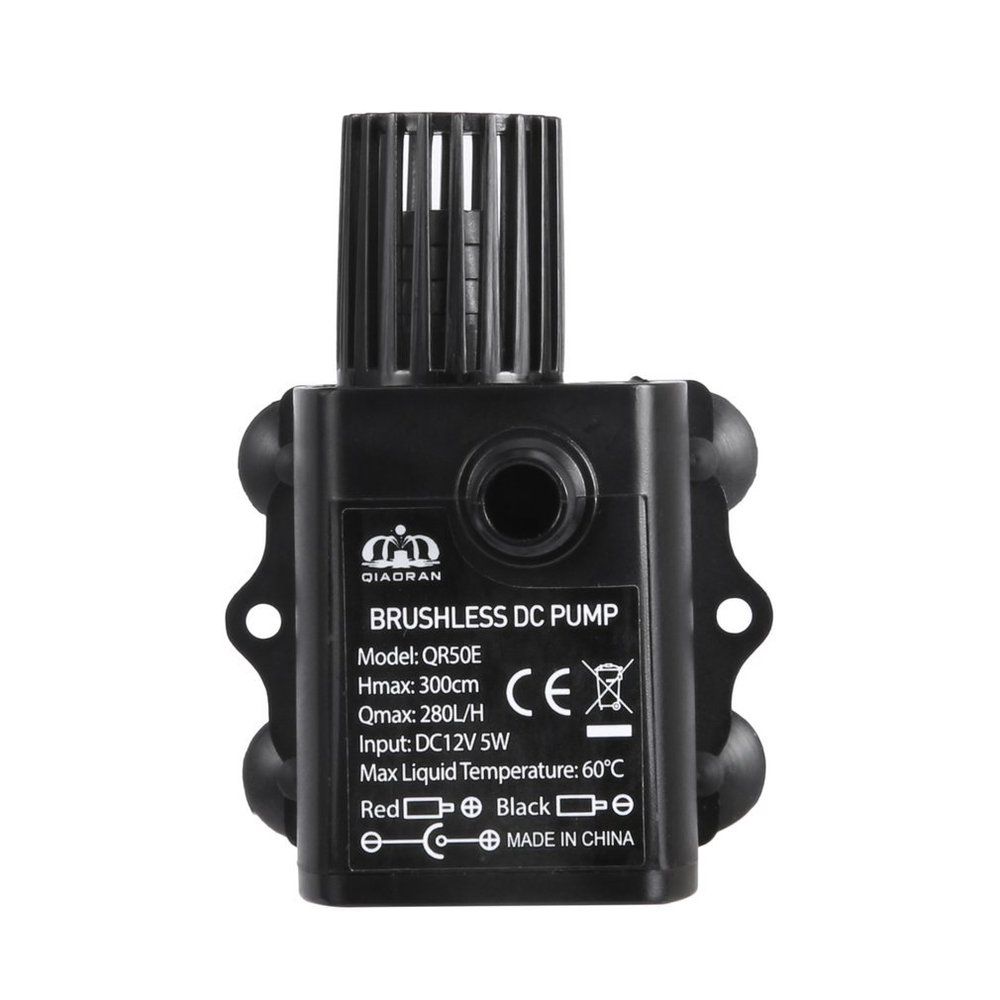 Mini Brushless DC Water Pump 12V 5W 280L/H Lift 300cm Submersible Fountain Black