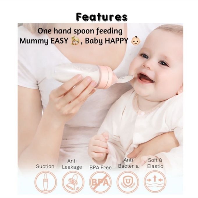 Silicone Baby Squeezing Spoon Feeding Bottle Training Feeder
