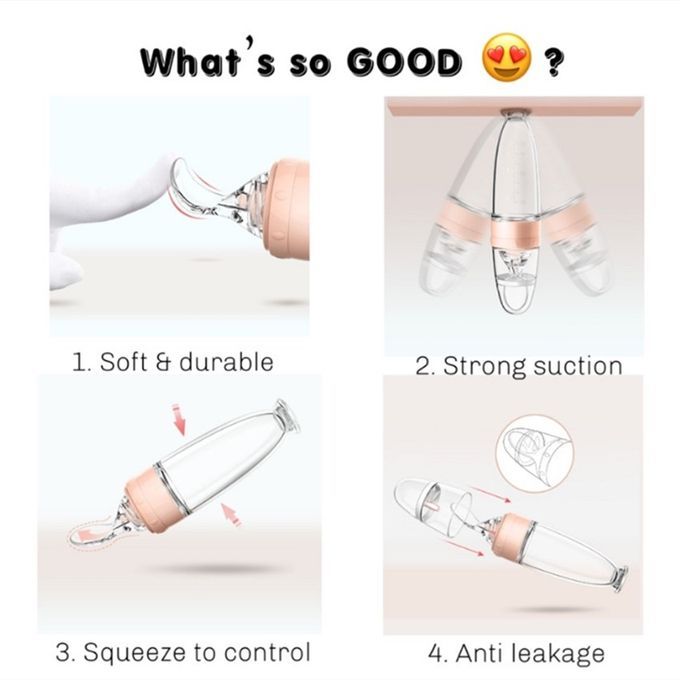 Silicone Baby Squeezing Spoon Feeding Bottle Training Feeder