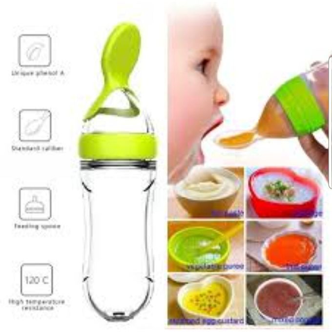 Silicone Baby Squeezing Spoon Feeding Bottle Training Feeder