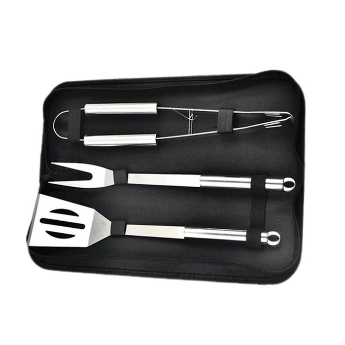 Stainless Steel Barbe Ue Tool  Loth Bag Set Long Handle Tool BBQ Skewers Keep Your Food From Moving While Gril  3/5/7/16/18/20p S-si Er Bla K-3p S/set