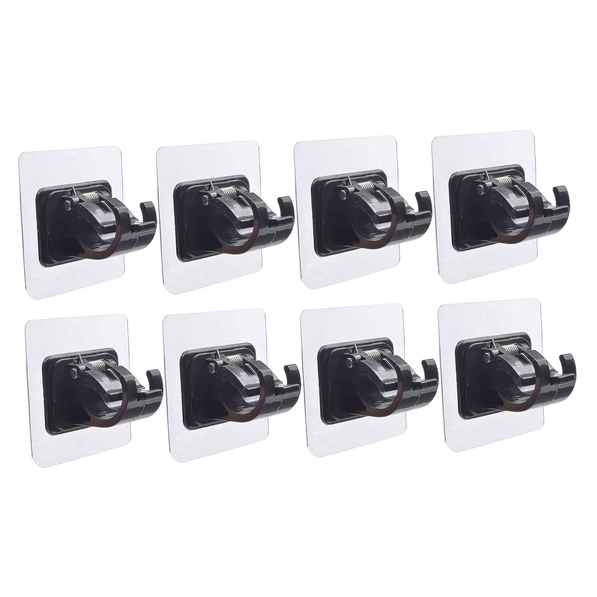 8 PCS Adhesive Curtain Rod Brackets Wall Mount Bracket Rod Fixed Black