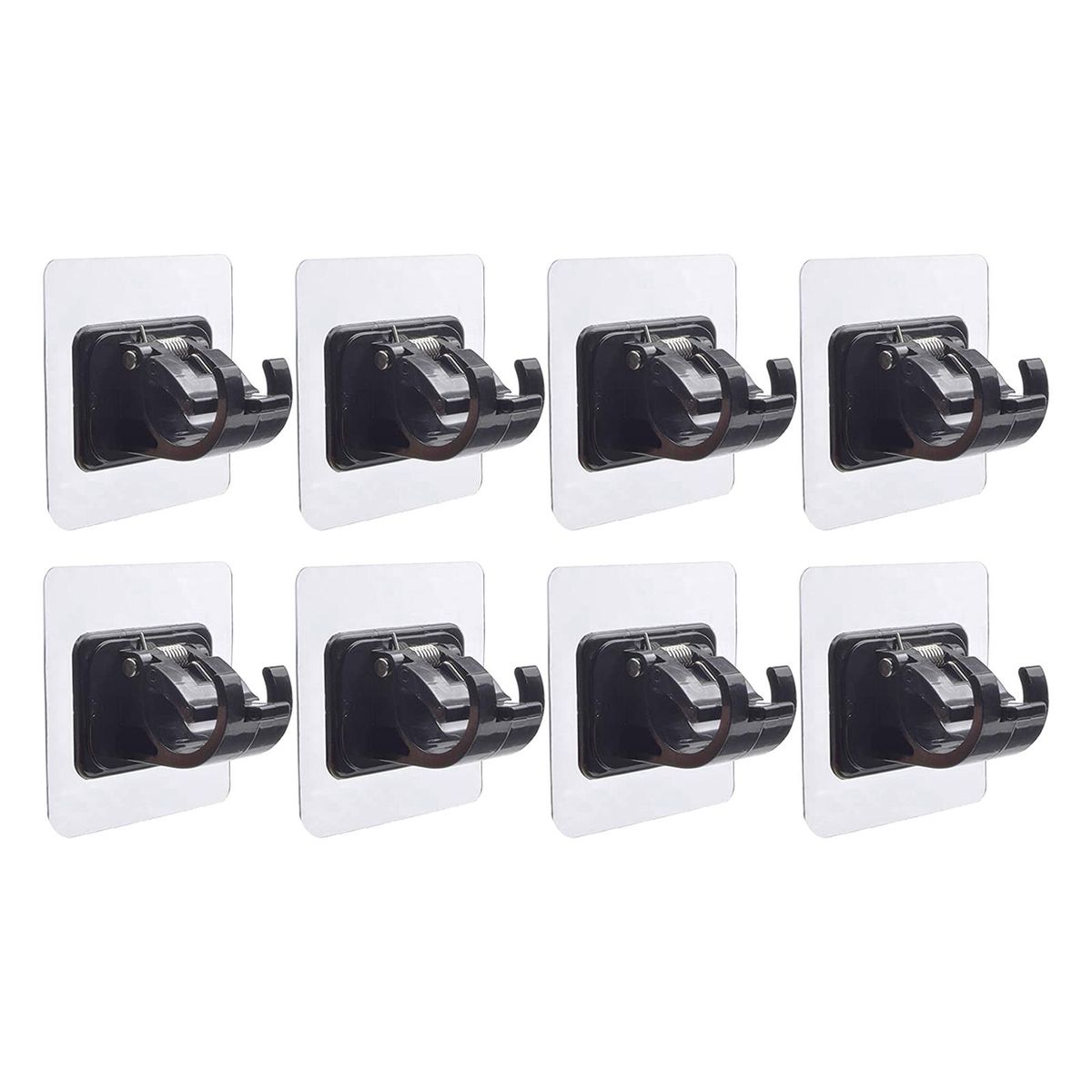 8 PCS Adhesive Curtain Rod Brackets Wall Mount Bracket Rod Fixed Black