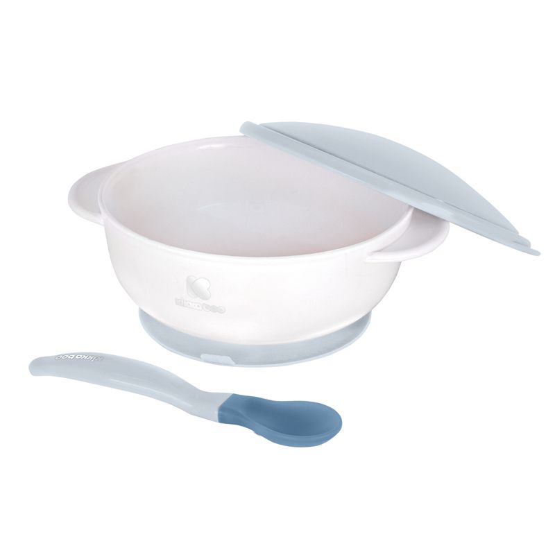 Suction Bowl With Heat Sensing Spoon Blue