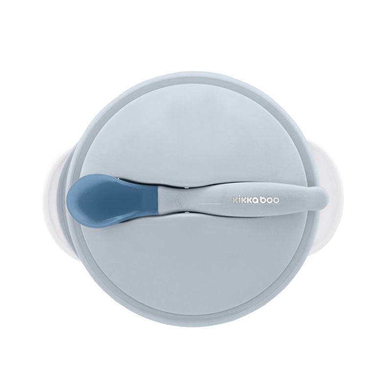 Suction Bowl With Heat Sensing Spoon Blue