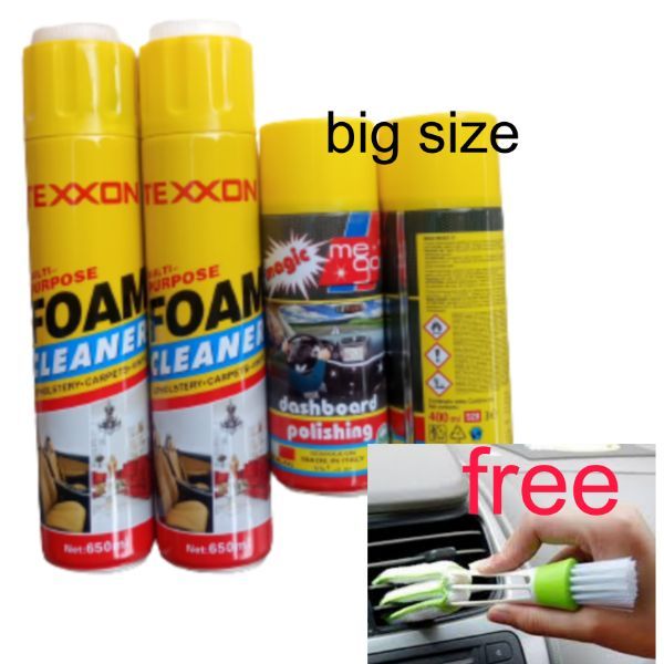 Multi-purpose Foam Cleaner X2pcs,2pcs Of Big Dashboard Polish And Free Ac Vent Cleaner