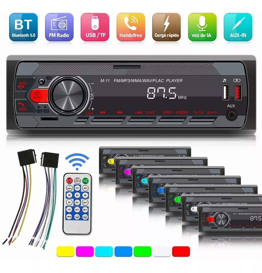 1 DIN Car MP3 Player FM Radio Car Stereo Radio Bluetooth LED In-Dash USB SD AUX