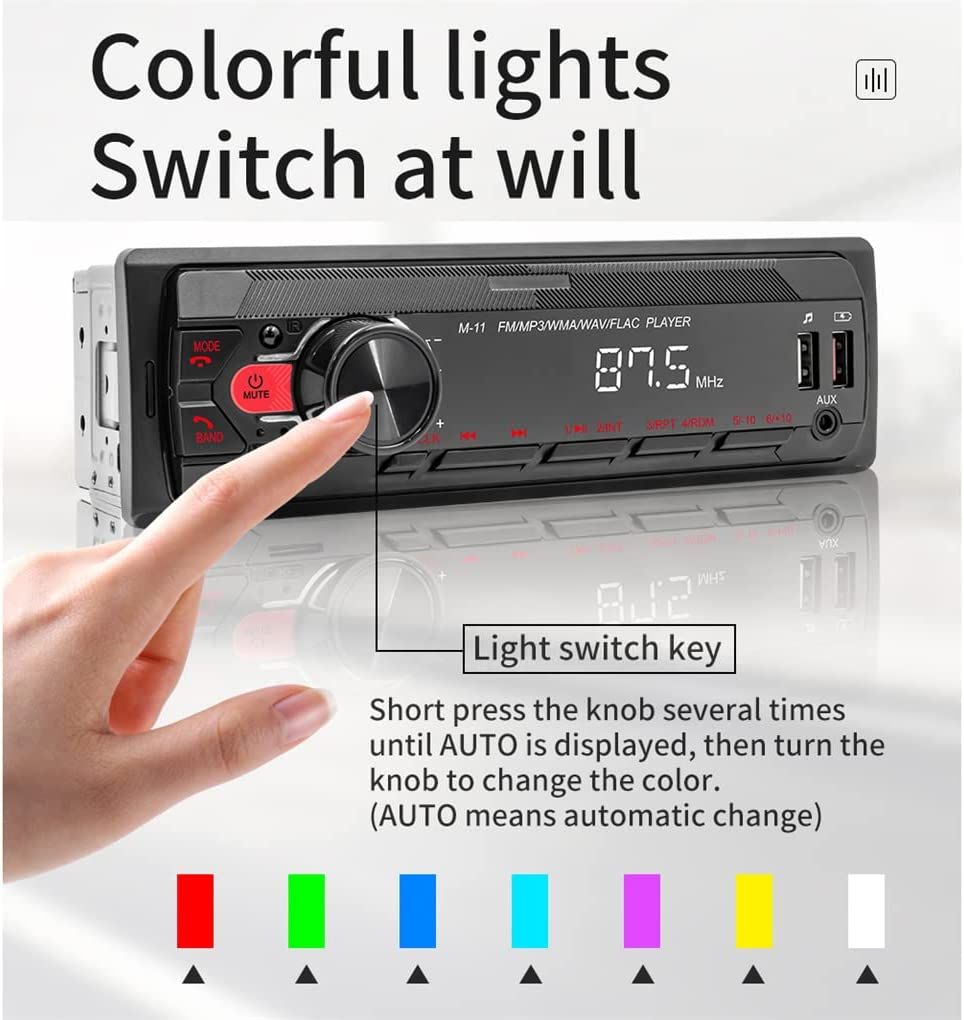 1 DIN Car MP3 Player FM Radio Car Stereo Radio Bluetooth LED In-Dash USB SD AUX
