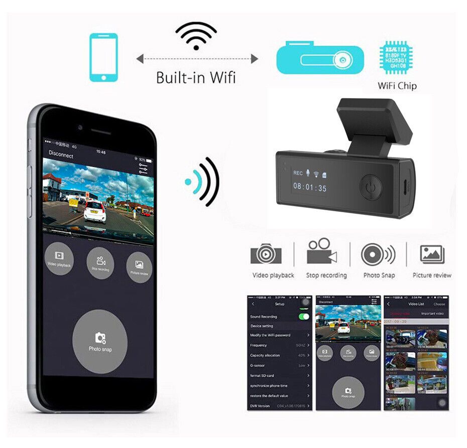 Driving Recorder Car DVR Wifi Mobile Phone Interconnection
