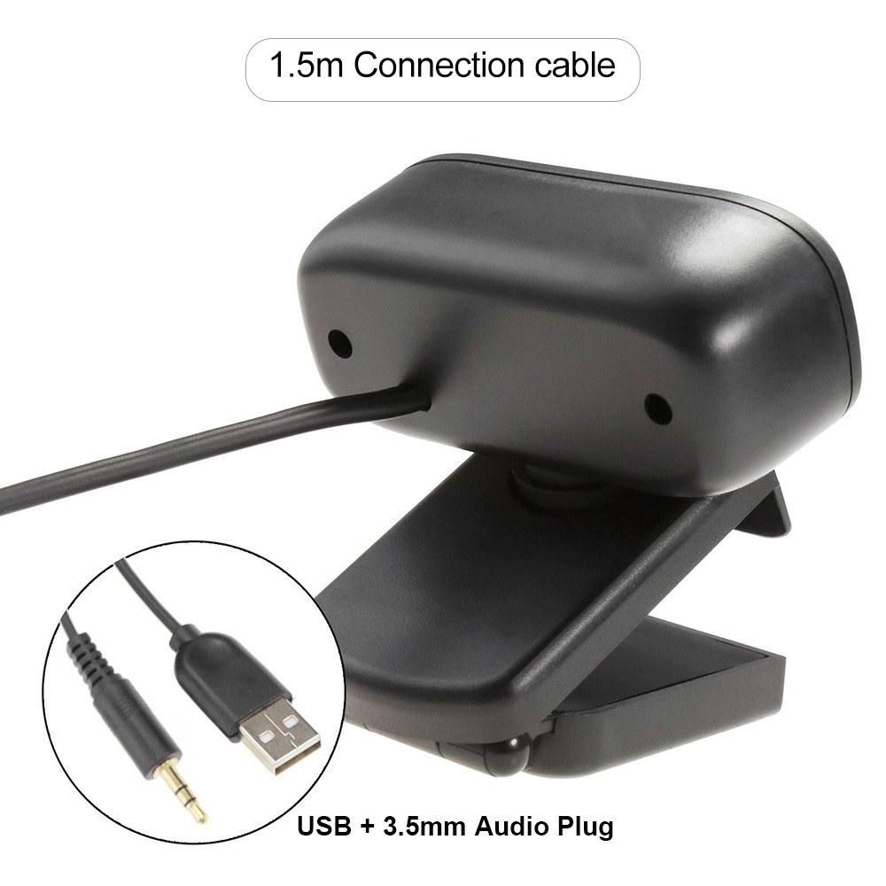 720P HD Webcam Laptop Computer Camera Clip-on PC Web Camera USB Plug-and-Play with Microphone & 3.5mm Audio Plug for Live Streaming Video Calling Online Meeting Teaching