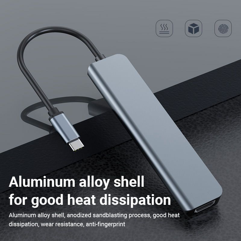 7 In 1 USB C Hub Multiport Adapter Laptop Docking Station With 4K HDMI,USB 3.0 TF/SD Card Reader