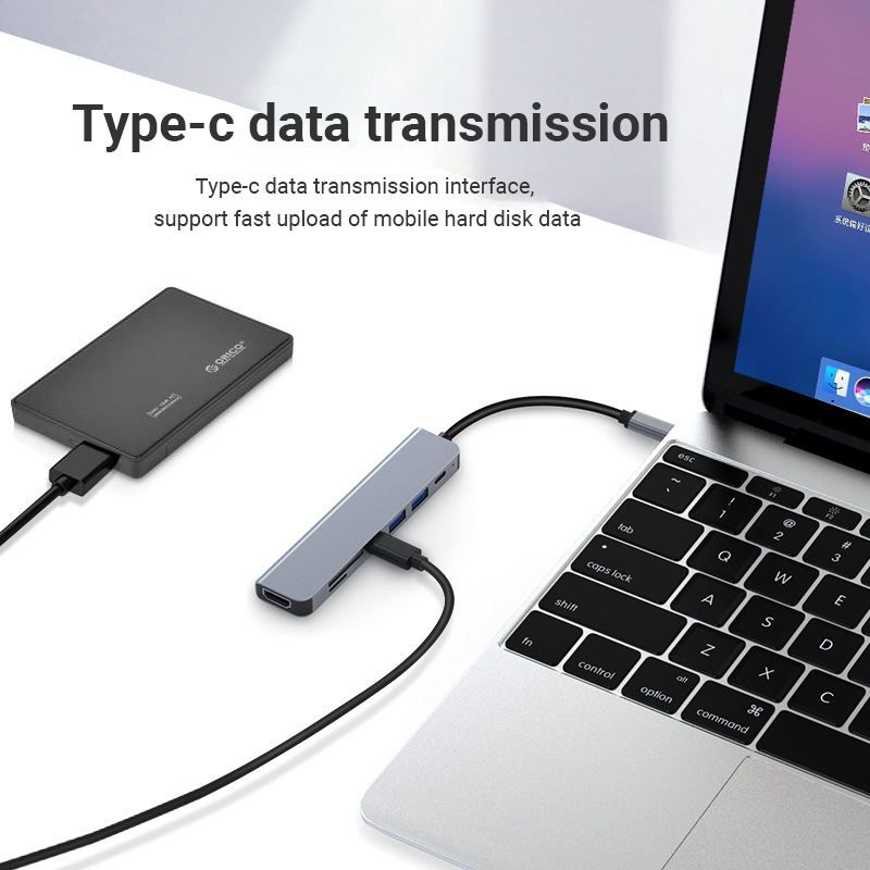 7 In 1 USB C Hub Multiport Adapter Laptop Docking Station With 4K HDMI,USB 3.0 TF/SD Card Reader