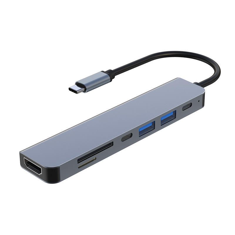 7 In 1 USB C Hub Multiport Adapter Laptop Docking Station With 4K HDMI,USB 3.0 TF/SD Card Reader