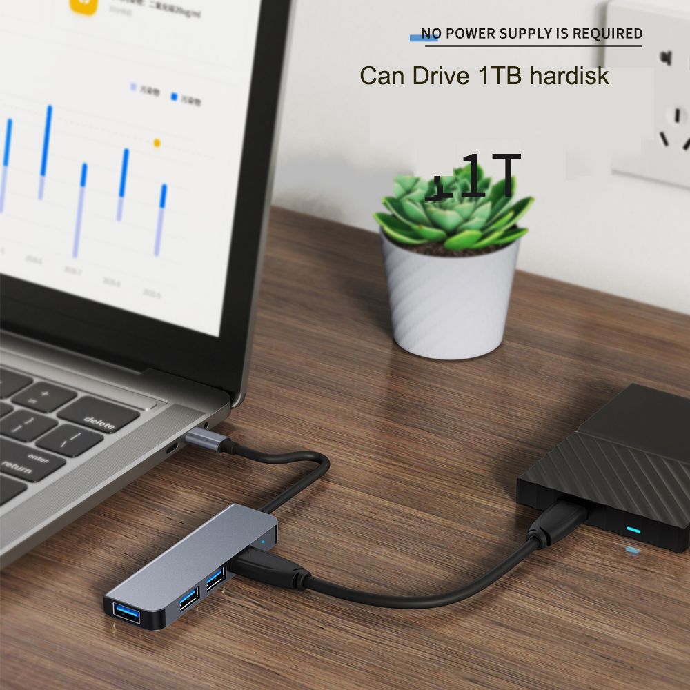 USB-C Hub Type C Adapter With 4 Ports