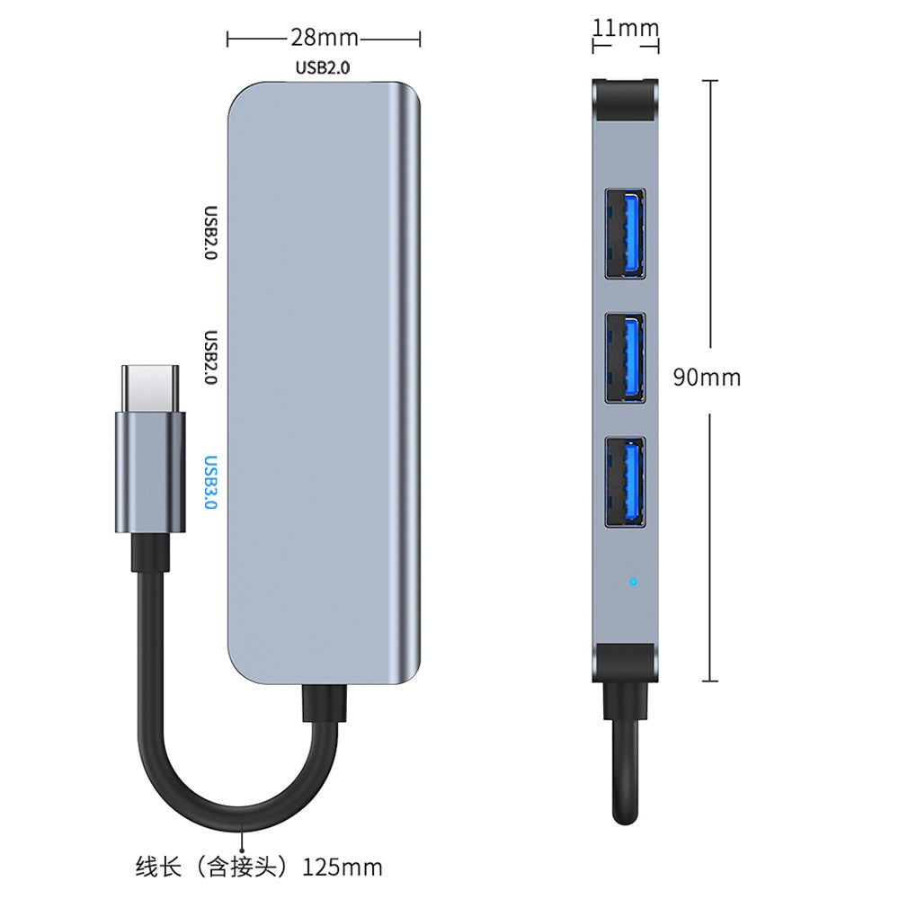 USB-C Hub Type C Adapter With 4 Ports