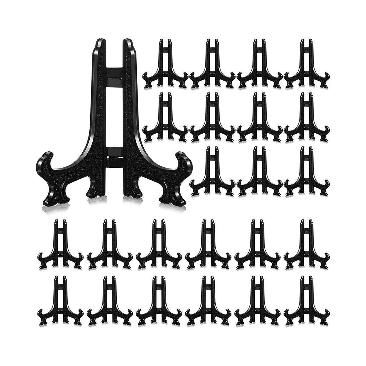 24 Pieces 4 Inch Plastic Easel Plate Holders to Display Stand Picture Easel At Weddings  Black