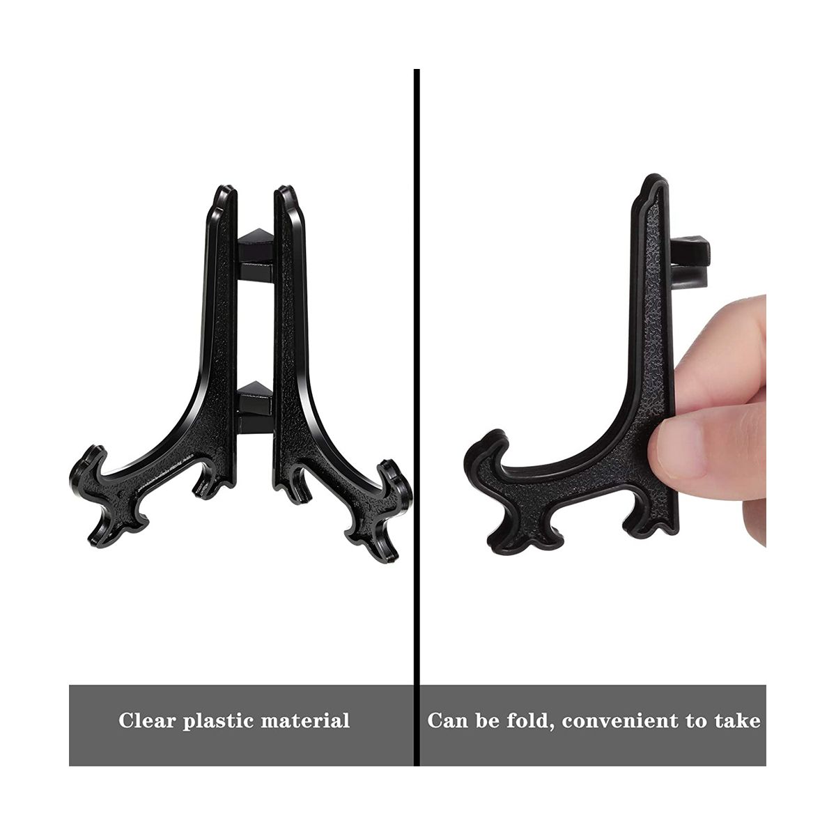 24 Pieces 4 Inch Plastic Easel Plate Holders to Display Stand Picture Easel At Weddings  Black