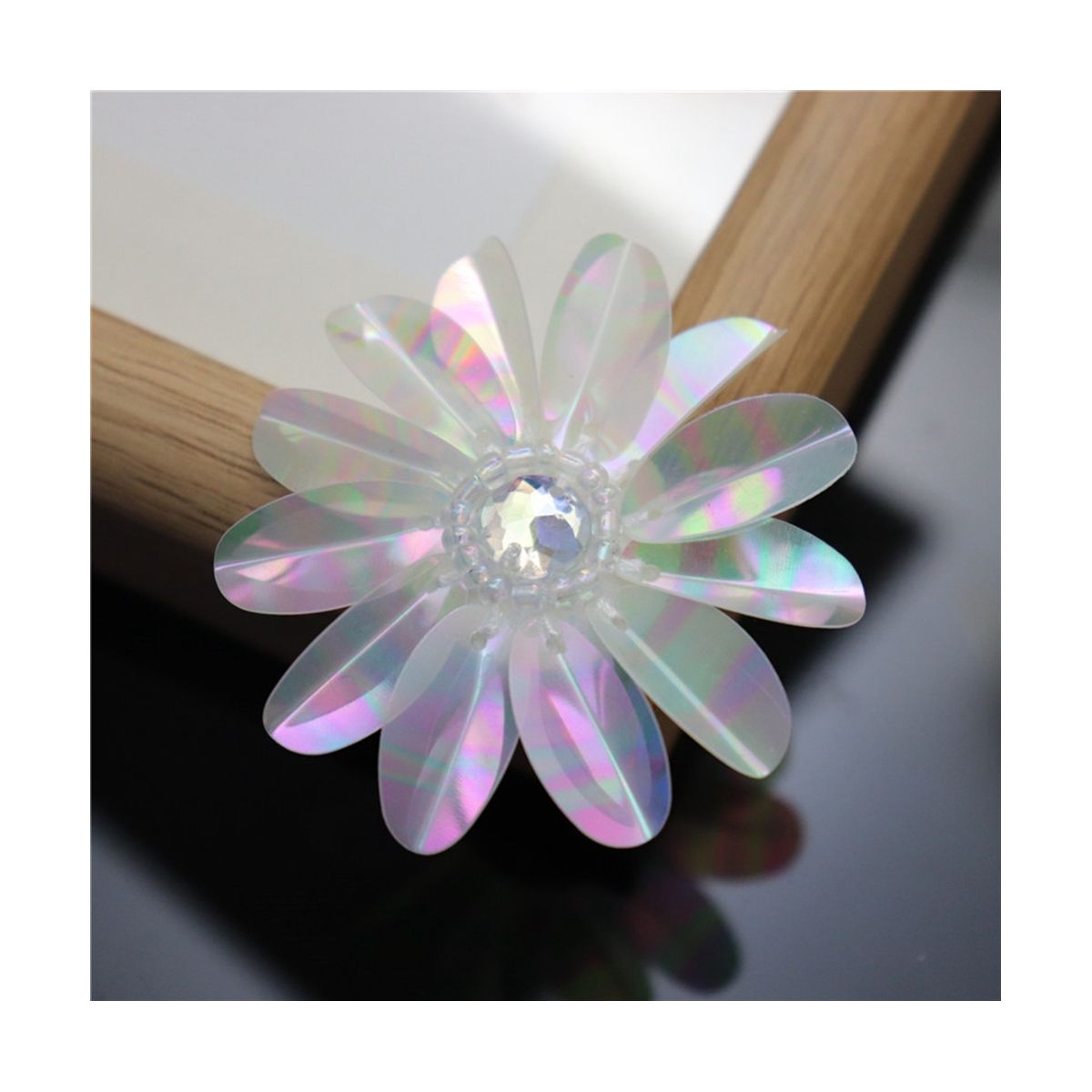 6 Pcs Pearlescent 2 12Inch Sequin Flowers Rhines Beading Applique Crystal Beaded Flower Applique