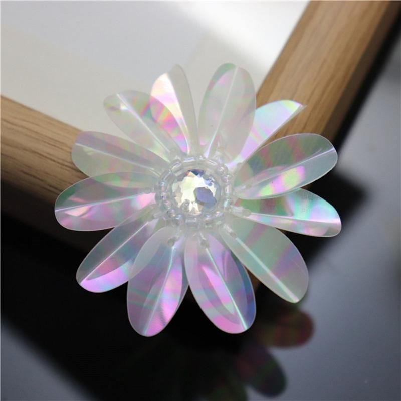 6 Pcs Pearlescent 2 12Inch Sequin Flowers Rhines Beading Applique Crystal Beaded Flower Applique