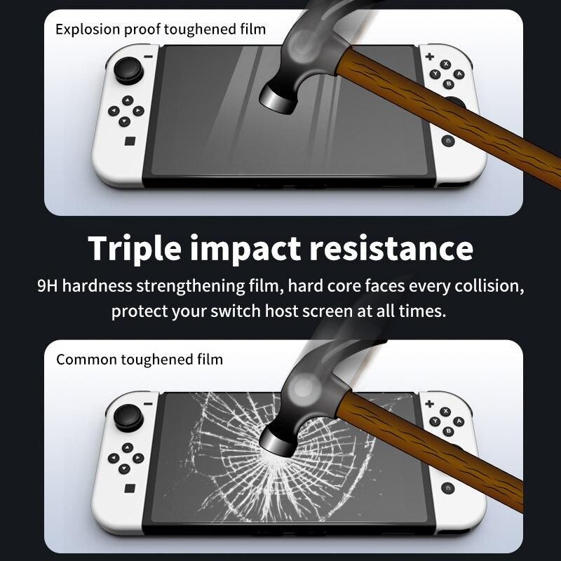 2PCS For Nintendo Switch OLED Host 9H HD Screen Protection Film Toughened Film Anti Fingerprint Screen Protection Film
