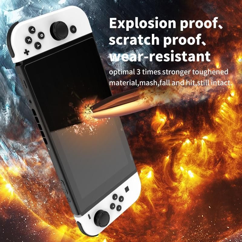 2PCS For Nintendo Switch OLED Host 9H HD Screen Protection Film Toughened Film Anti Fingerprint Screen Protection Film