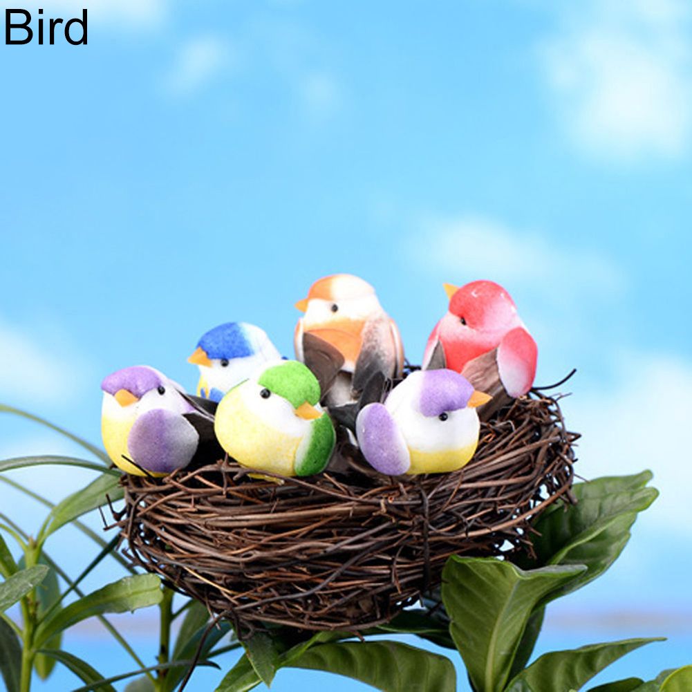 Cute DIY Miniature Fairy Garden Little Bird Egg Nest Micro-