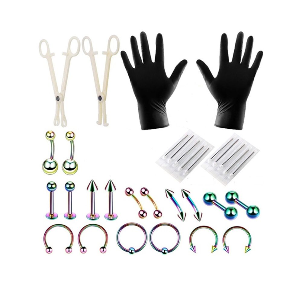 Colorful Belly Tongue Body Jewelry Professional Piercing Kit
