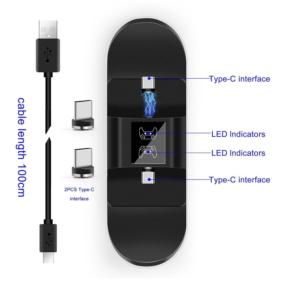 PS5 Wireless Controller Charger LED USB Charging Dock Station 2V/5A Charger With Magnetic Interface for Playstation 5 Gamepad