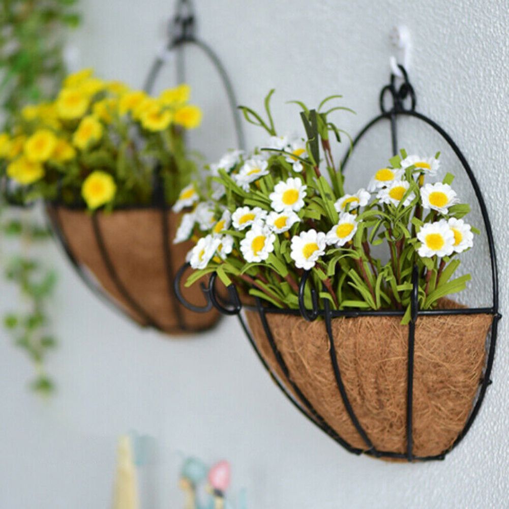 Wicker Rattan Flower Basket Plant Pot Holder Home Wall-