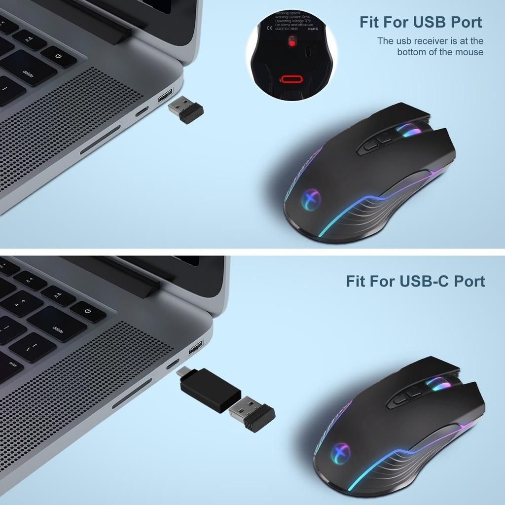 2.4G Wireless Mouse Type-C  for Macbook Laptop Computer Silent Click Mice