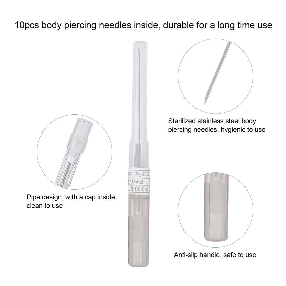 10Pcs 16G Disposable Piercing Needle Stainless Steel Sterile