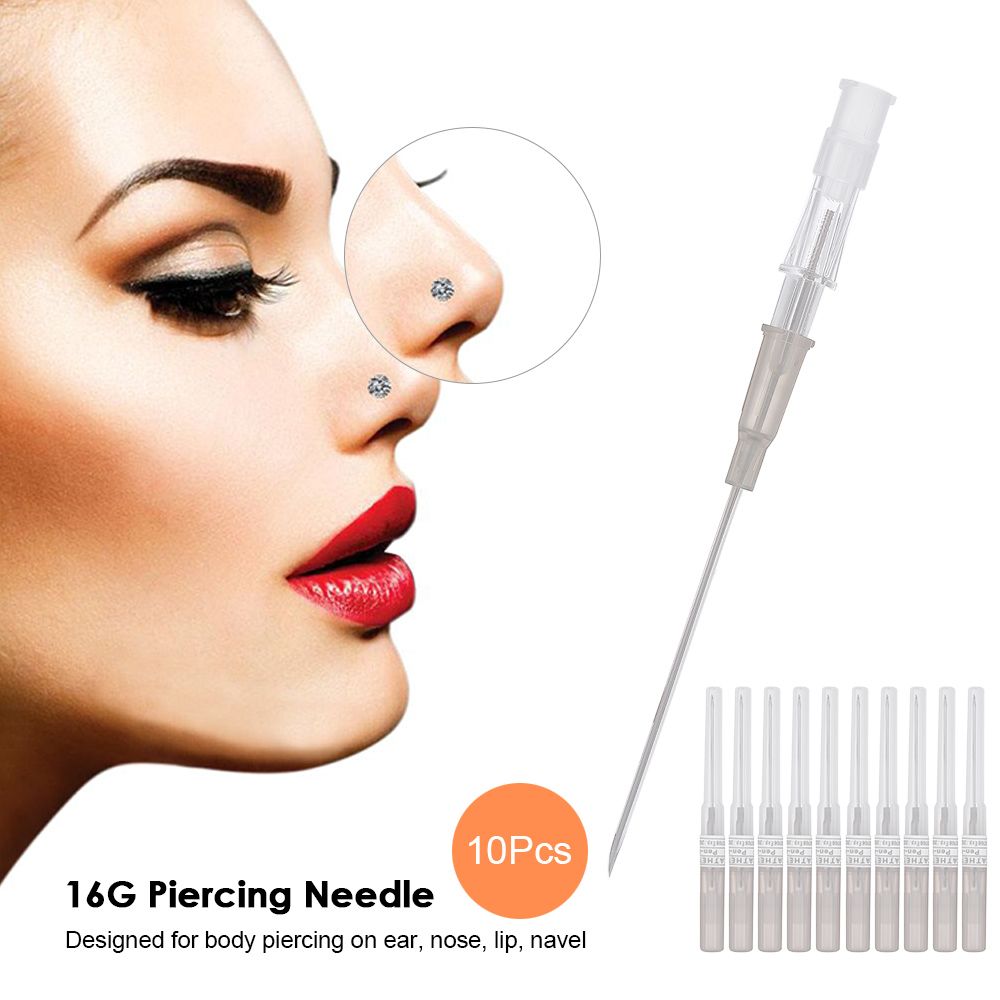 10Pcs 16G Disposable Piercing Needle Stainless Steel Sterile