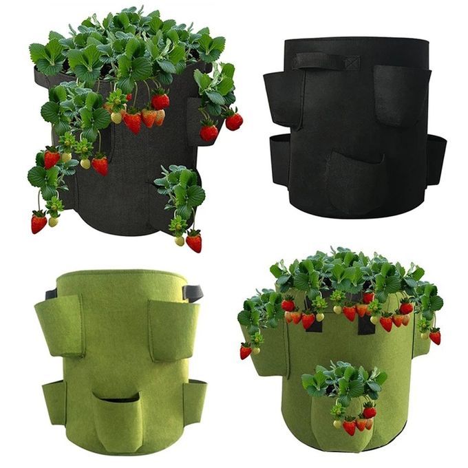 Strawberry Grow Bags For Plant Hanging Plant Grow Pots Felt Planting Bag-green
