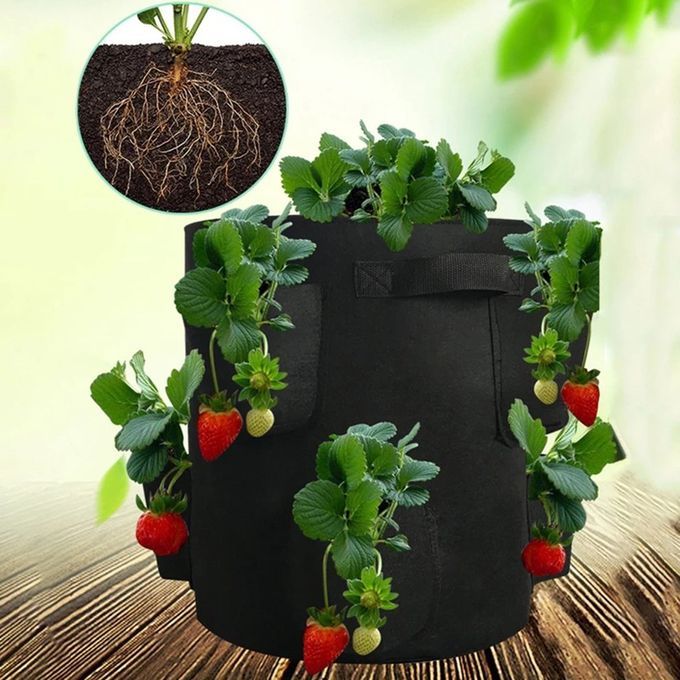 Strawberry Grow Bags For Plant Hanging Plant Grow Pots Felt Planting Bag-green