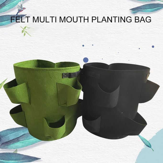 Strawberry Grow Bags For Plant Hanging Plant Grow Pots Felt Planting Bag-green