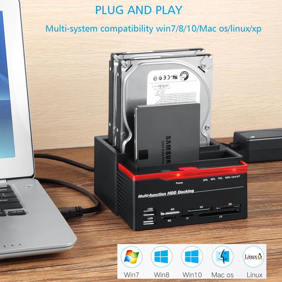 Multi-function External HDD Hard Drive Disk Docking Station
