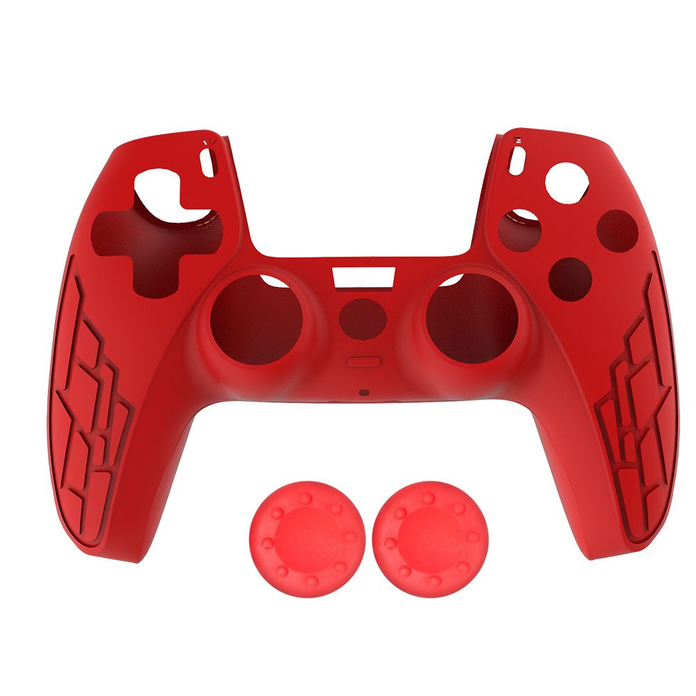 PS5 Controller Cover Silicone Case Skin Protective Covers With Thumb Grips Joystick -Red