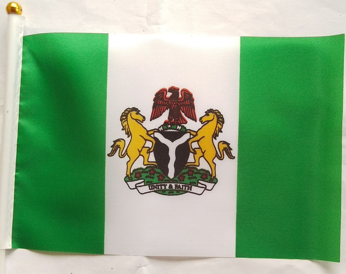 Nigeria Handheld Flag With Plastic Pole 12 Pieces