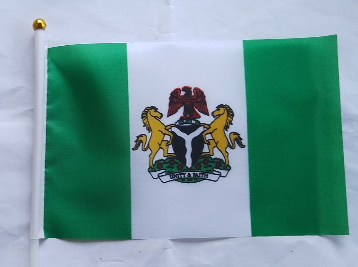 Nigeria Handheld Flag With Plastic Pole 12 Pieces