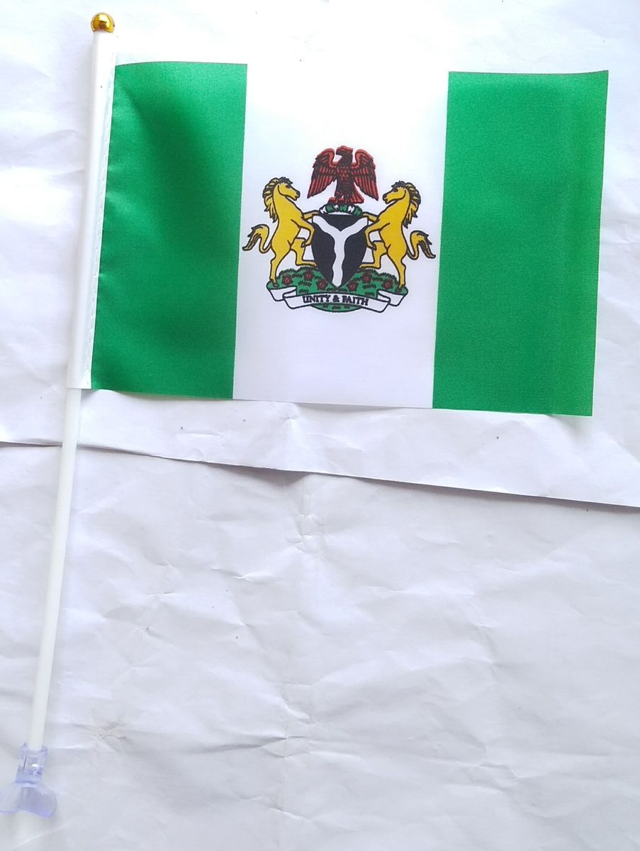 Nigeria Handheld Flag With Plastic Pole 12 Pieces