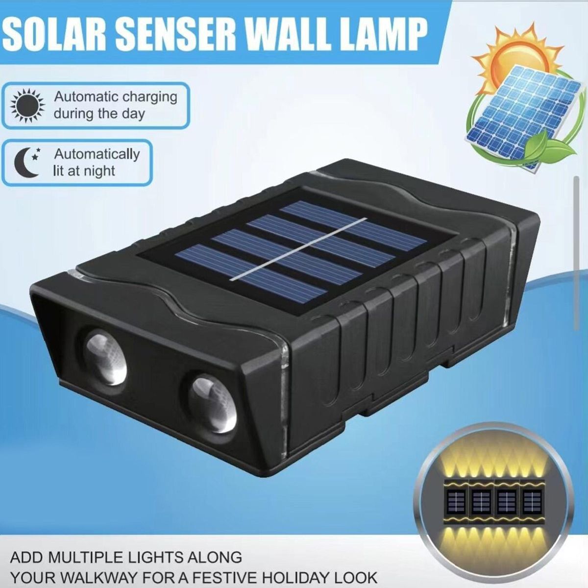 Villa Solar Wall Decor Lights for Outdoor Garden Waterproof Patio Lamp