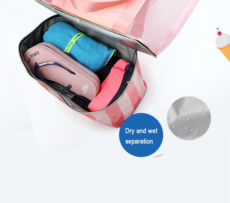 Women Swimming Bag Mesh Handbags Wet Dry Backpack Net Tas