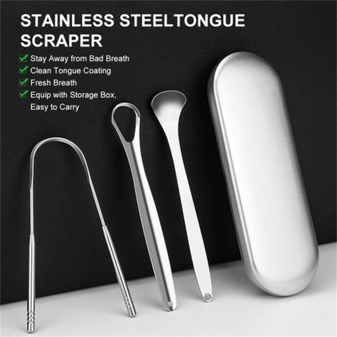 Tongue Cleaner Breath Freshening Tongue Scraper 3-piece Set