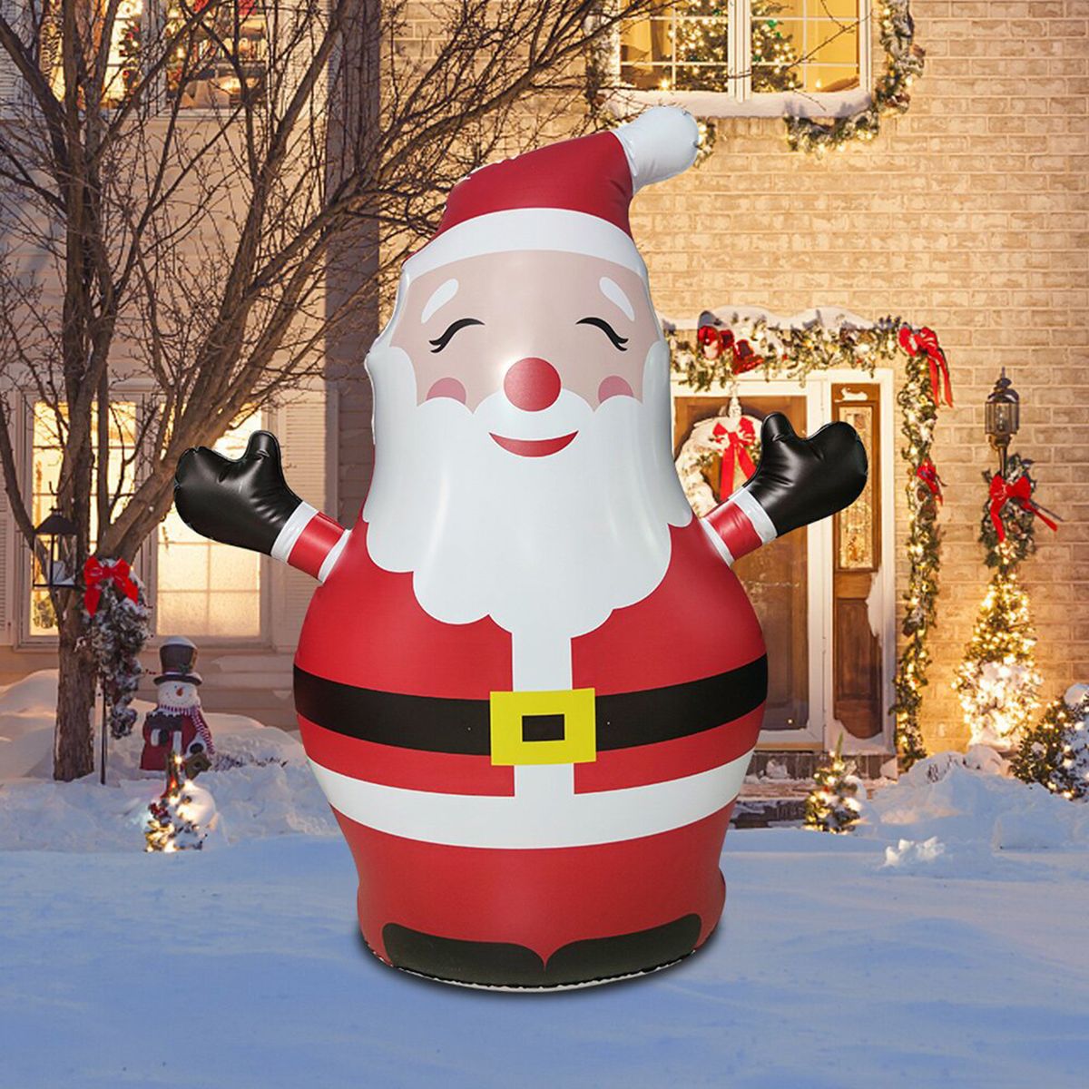Christmas Inflatable Outdoor Smiley Santa Claus, Yard
