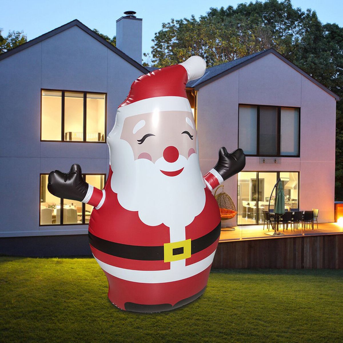 Christmas Inflatable Outdoor Smiley Santa Claus, Yard