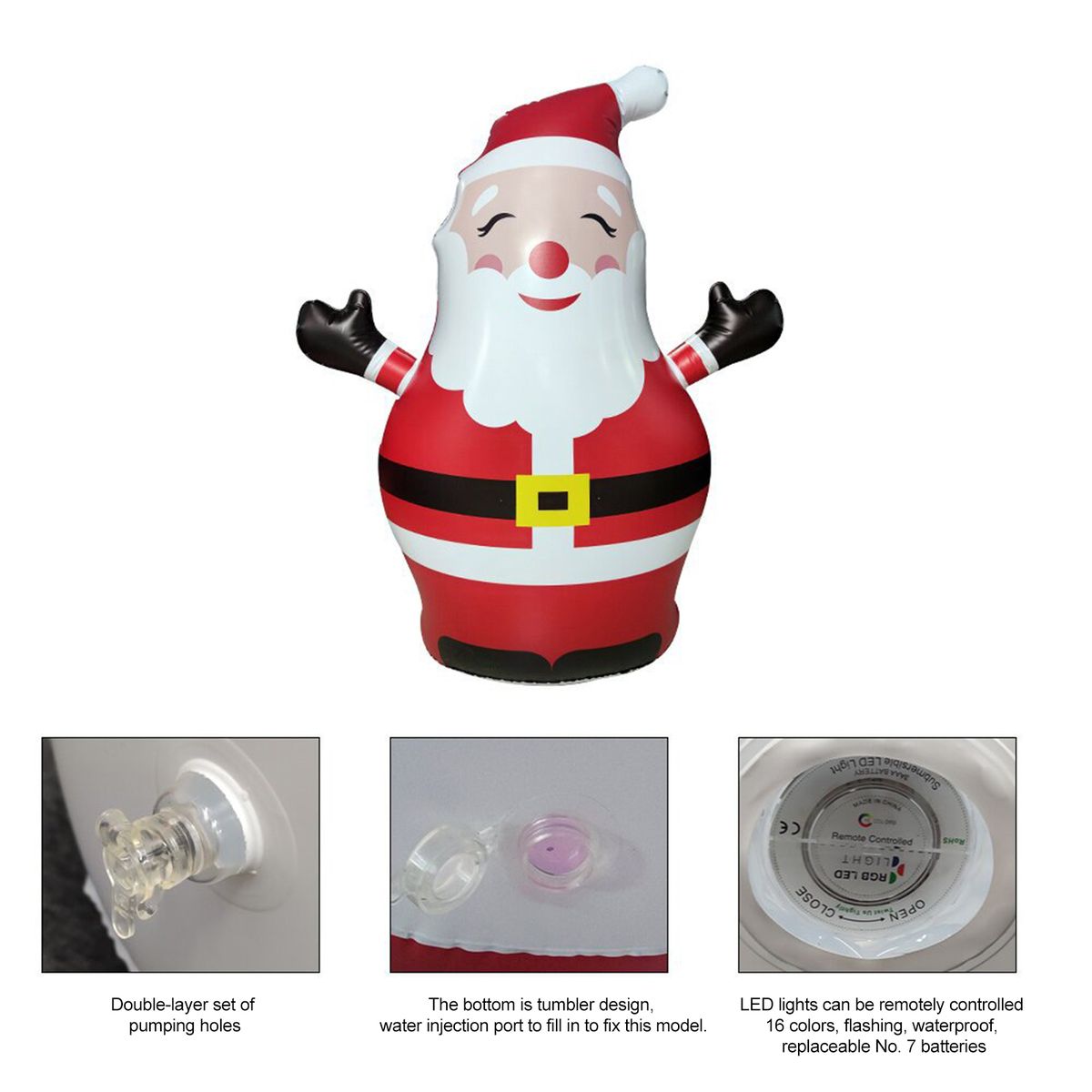 Christmas Inflatable Outdoor Smiley Santa Claus, Yard